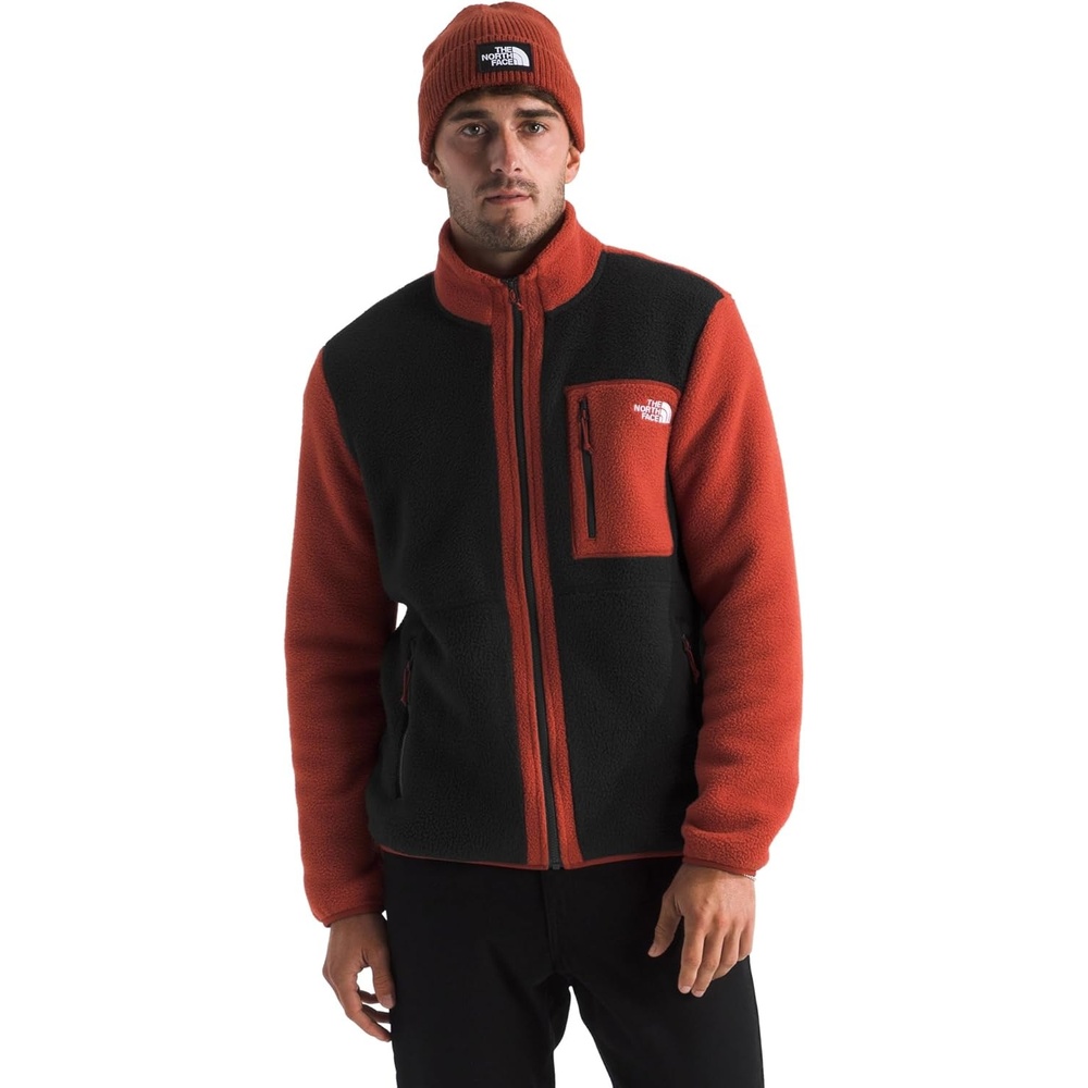 image:imageTHE NORTH FACE Mens Yumiori Full Zip Jacket Lightweight Fleece Coat With Embroidered Logo Zip PocketsTnf BlackEmber SoilIron Clay