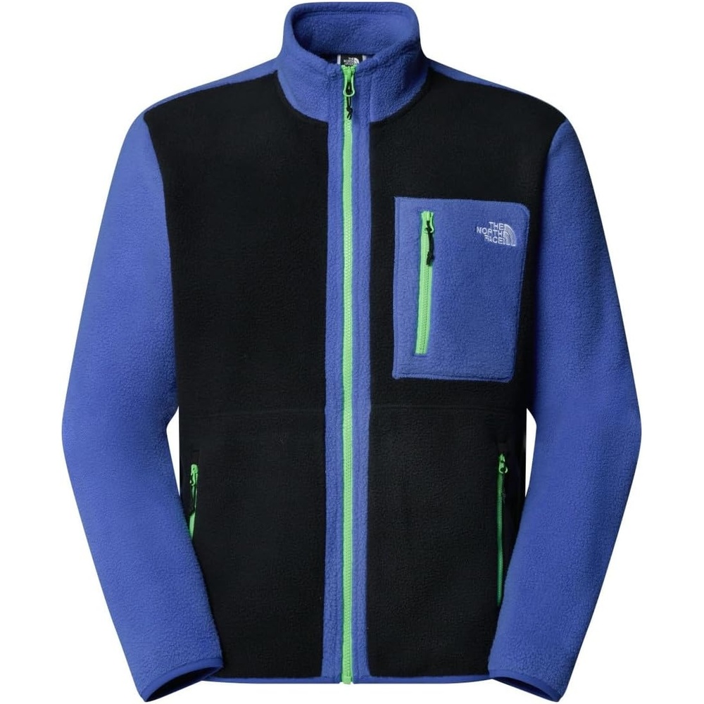 image:imageTHE NORTH FACE Mens Yumiori Full Zip Jacket Lightweight Fleece Coat With Embroidered Logo Zip PocketsTnf BlackIndigo PlumMeta Lime