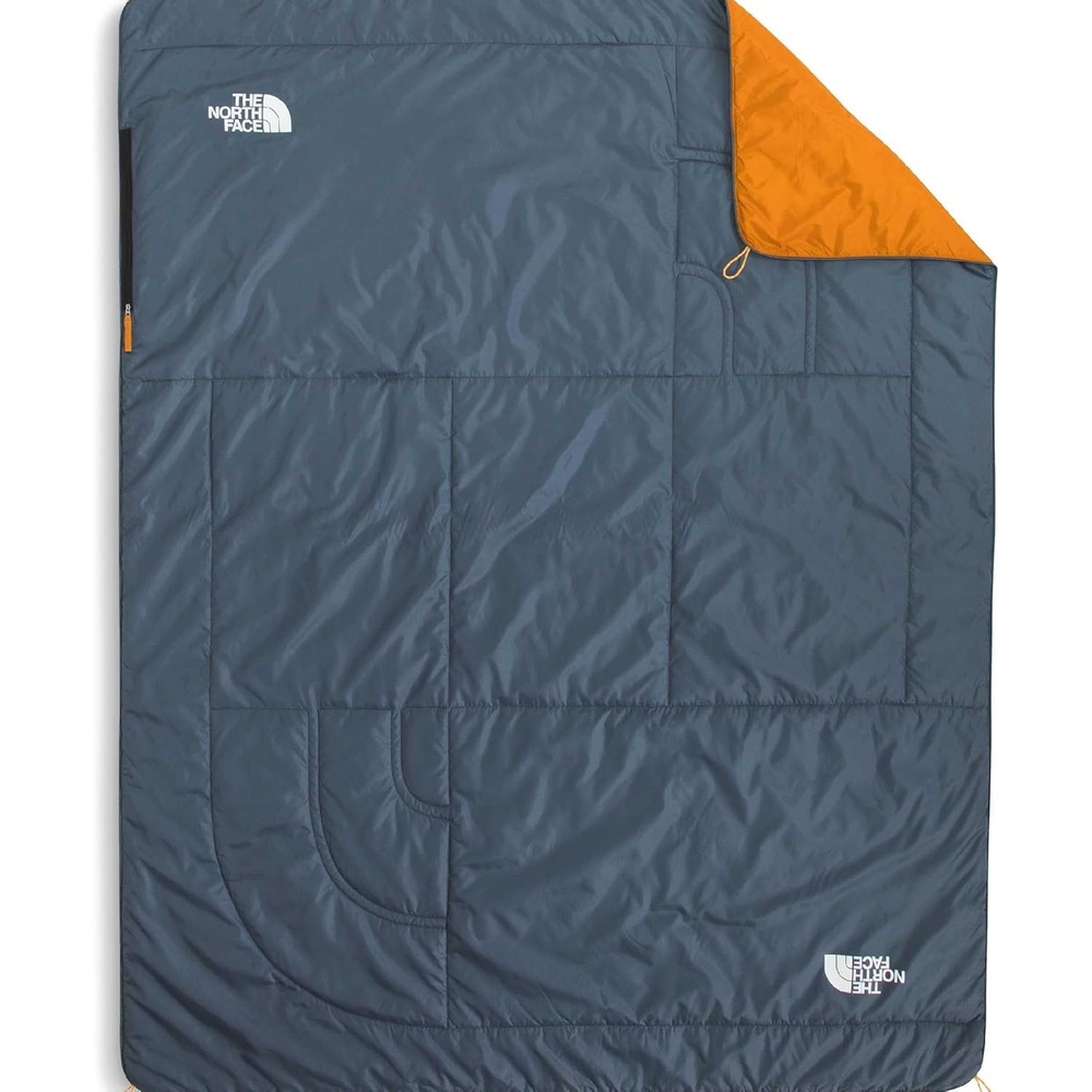 image:imageTHE NORTH FACE Wawona Blanket Insulated Blanket for Home and Camping Water Repellent Packable Design Granite GreyDust Orange One Size