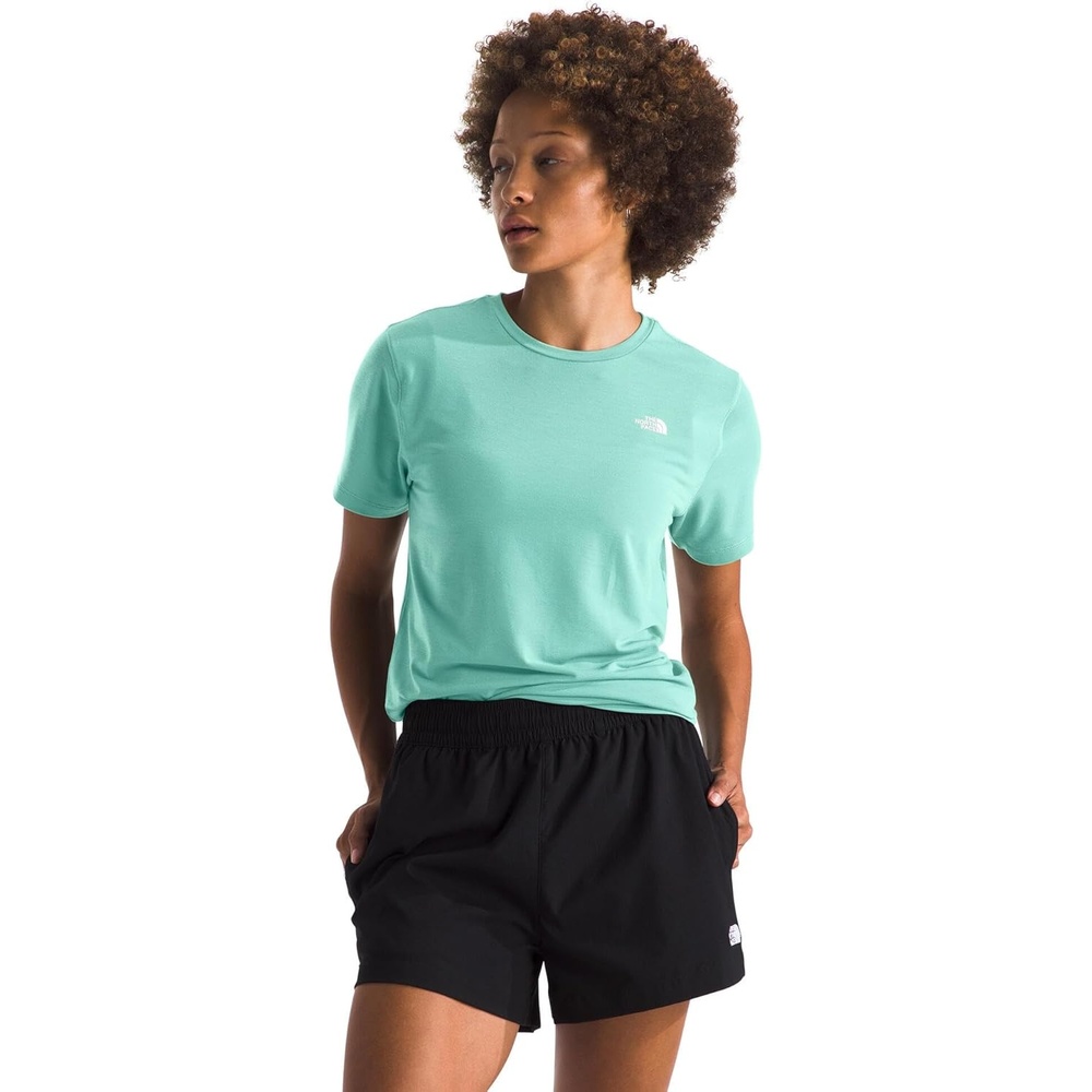 image:imageTHE NORTH FACE Womens Adventure Tee Shortsleeve Crewneck With Moisture Wicking Fabric Setin SleevesBright Foam