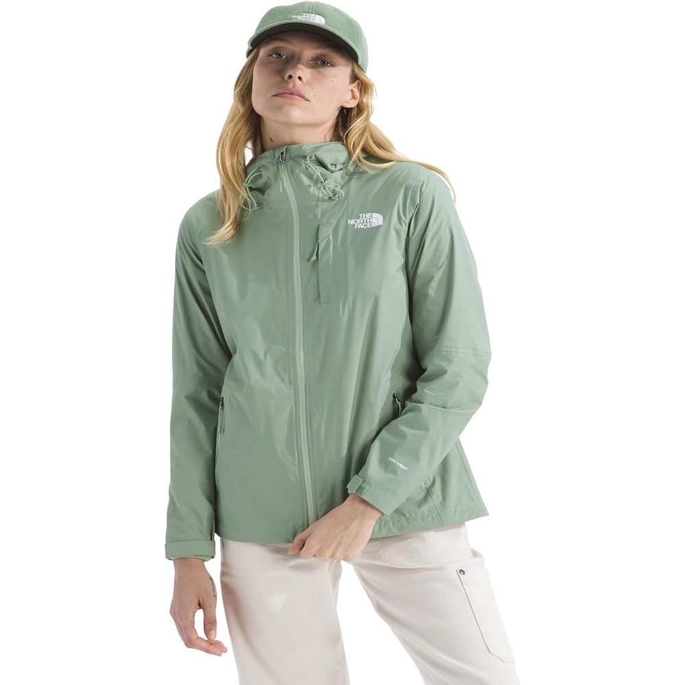 image:imageTHE NORTH FACE Womens Alta Vista Rain Jacket 3 Piece Hood With Adjustable Cinchcord Waterproof BreathableSlate Moss