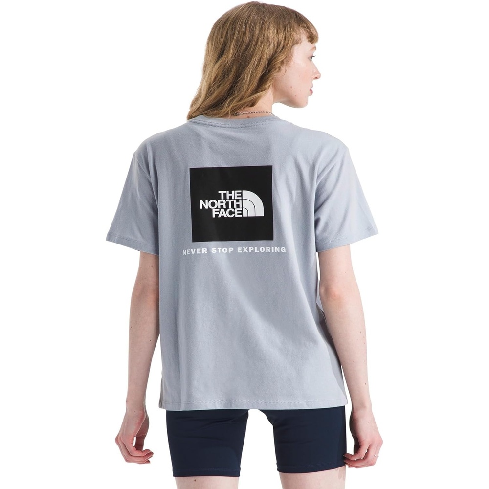 image:imageTHE NORTH FACE Womens Evolution Box NSE Shortsleeve Tee Regular Fit Cotton Tshirt With Logo GraphicsBlue Flax
