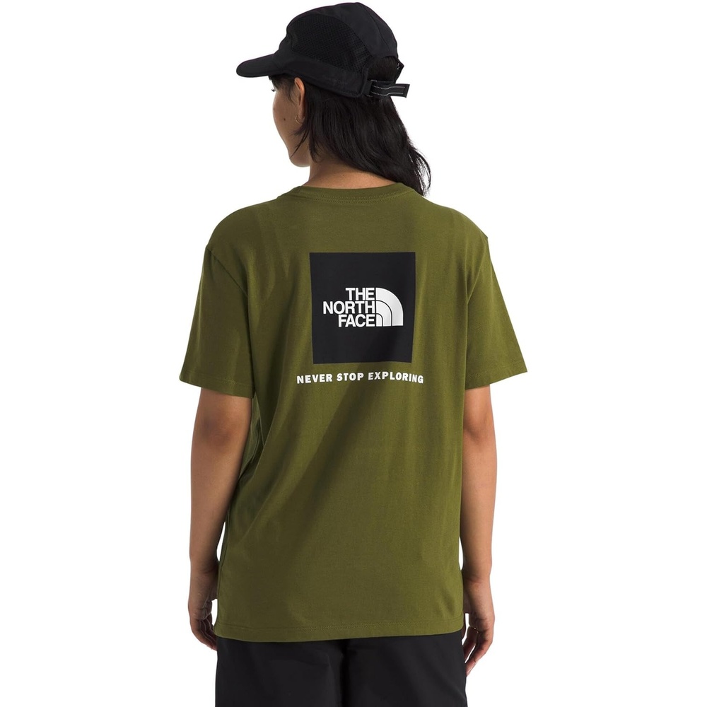 image:imageTHE NORTH FACE Womens Evolution Box NSE Shortsleeve Tee Regular Fit Cotton Tshirt With Logo GraphicsForest Olive