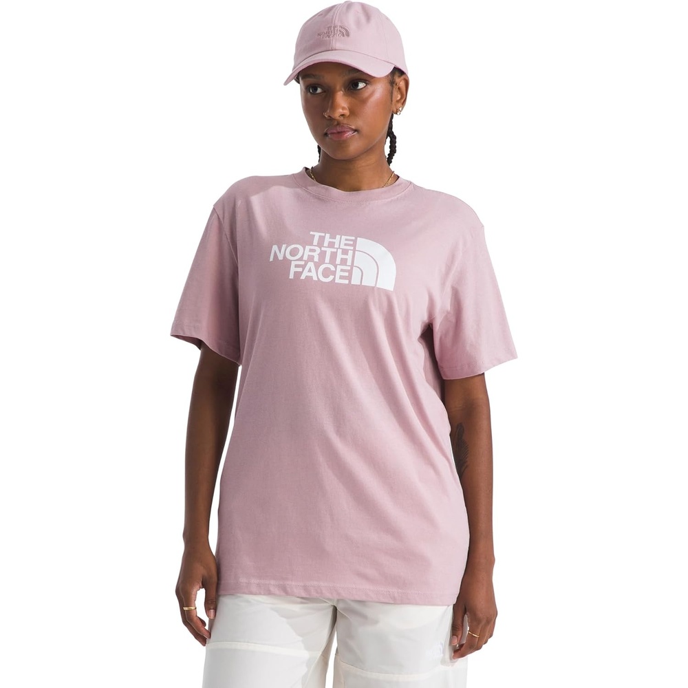 image:imageTHE NORTH FACE Womens Evolution Short Sleeve Half Dome Tee Everyday Cotton Shirt With a Logo GraphicMetal Pink