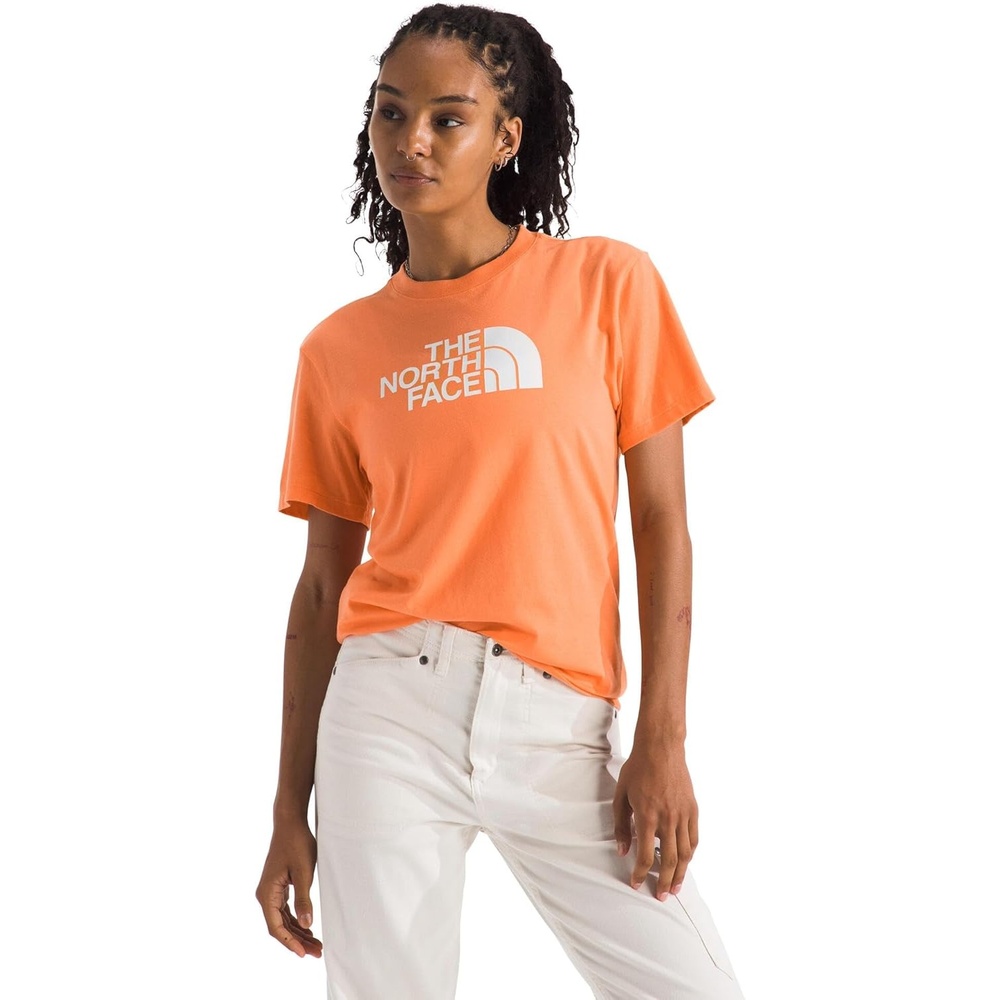image:imageTHE NORTH FACE Womens Evolution Short Sleeve Half Dome Tee Everyday Cotton Shirt With a Logo GraphicPapayaTnf White