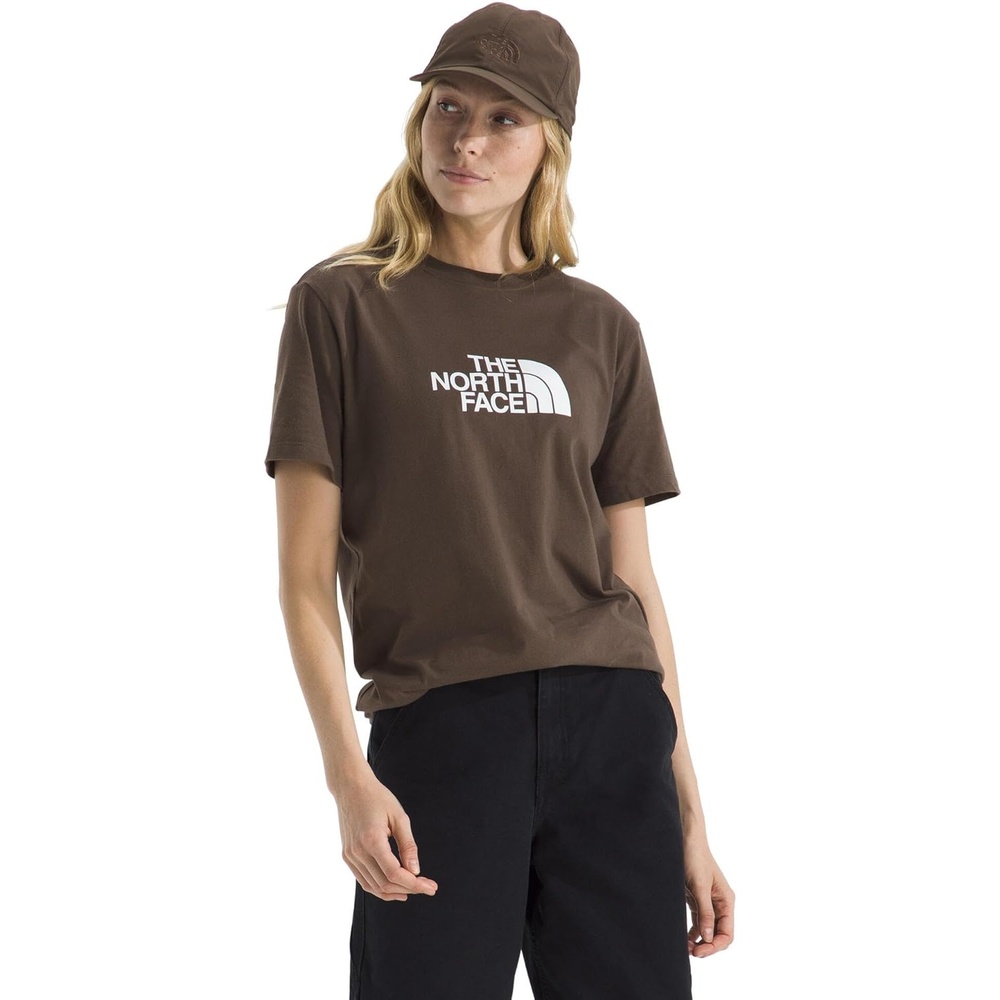 image:imageTHE NORTH FACE Womens Evolution Short Sleeve Half Dome Tee Everyday Cotton Shirt With a Logo GraphicSmokey BrownTnf White