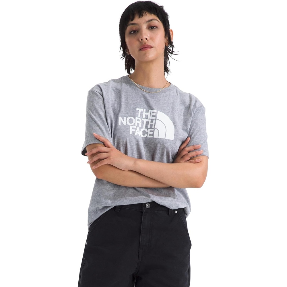 image:imageTHE NORTH FACE Womens Evolution Short Sleeve Half Dome Tee Everyday Cotton Shirt With a Logo GraphicTnf Pale Grey HeatherTnf White
