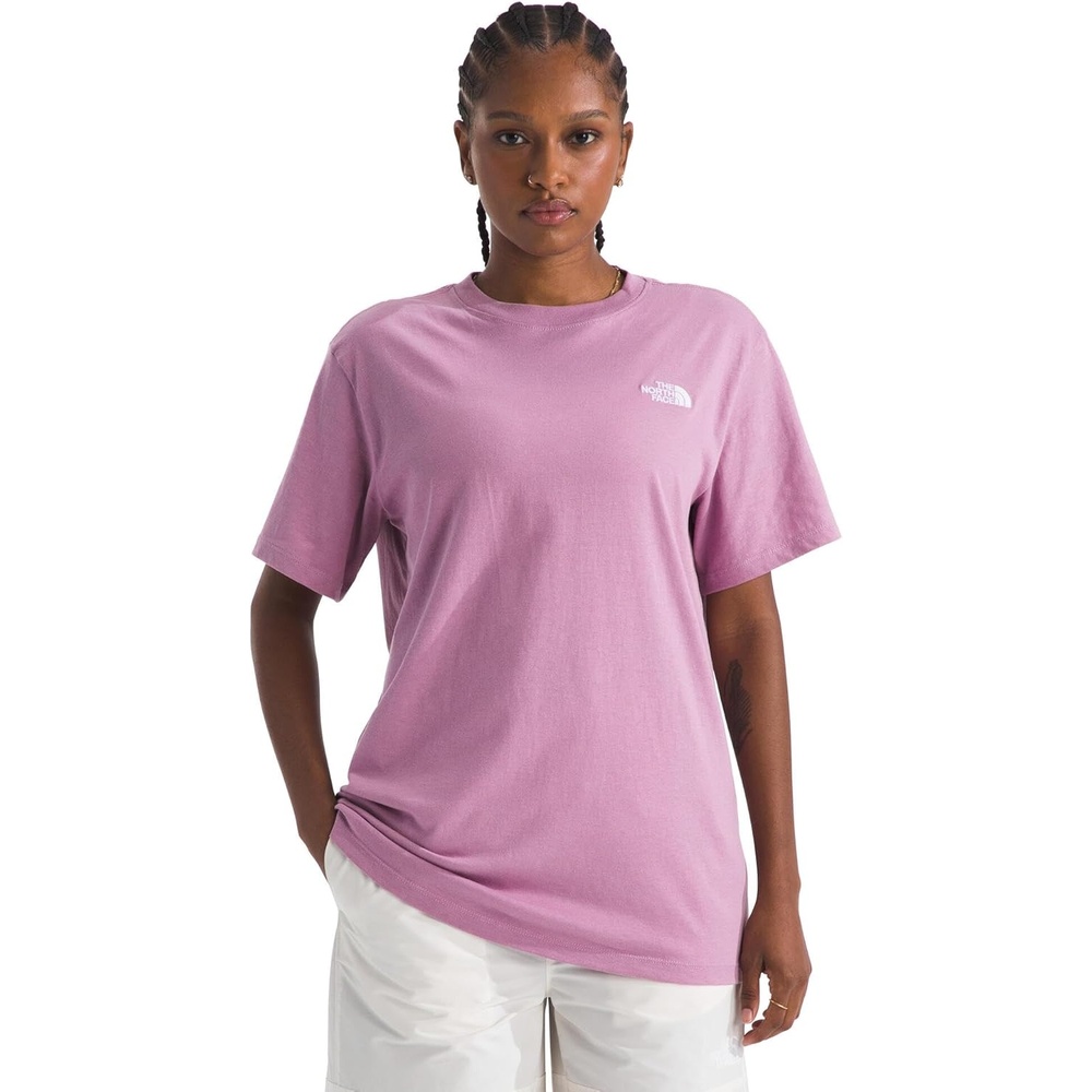 image:imageTHE NORTH FACE Womens Evolution Simple Dome Relaxed Shortsleeve Tee Cotton Tshirt With Classic Embroidered LogoHushed Lavender