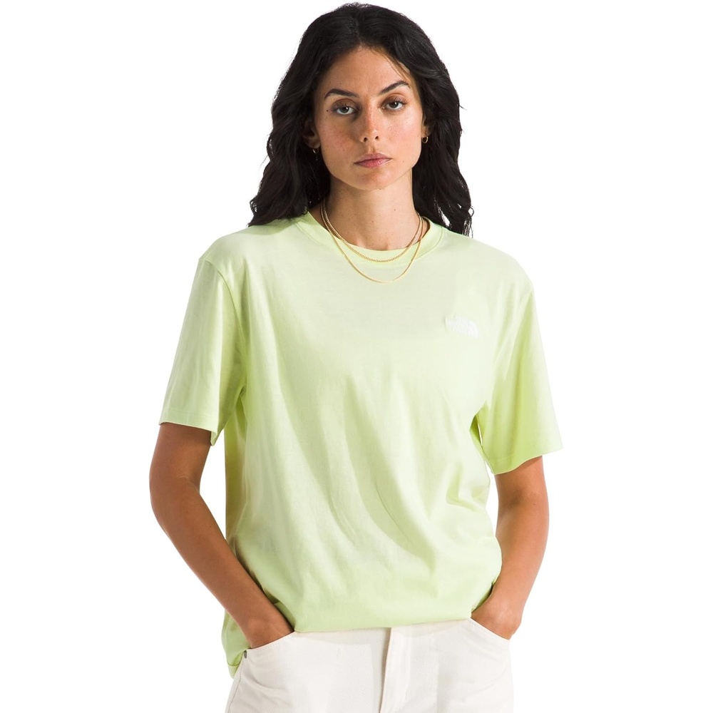 image:imageTHE NORTH FACE Womens Evolution Simple Dome Relaxed Shortsleeve Tee Cotton Tshirt With Classic Embroidered LogoLemon Mist