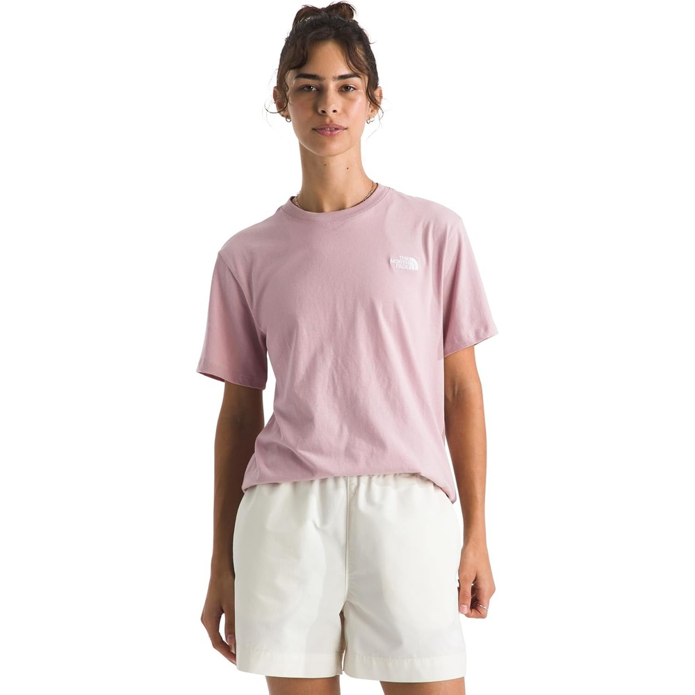 image:imageTHE NORTH FACE Womens Evolution Simple Dome Relaxed Shortsleeve Tee Cotton Tshirt With Classic Embroidered LogoMetal Pink