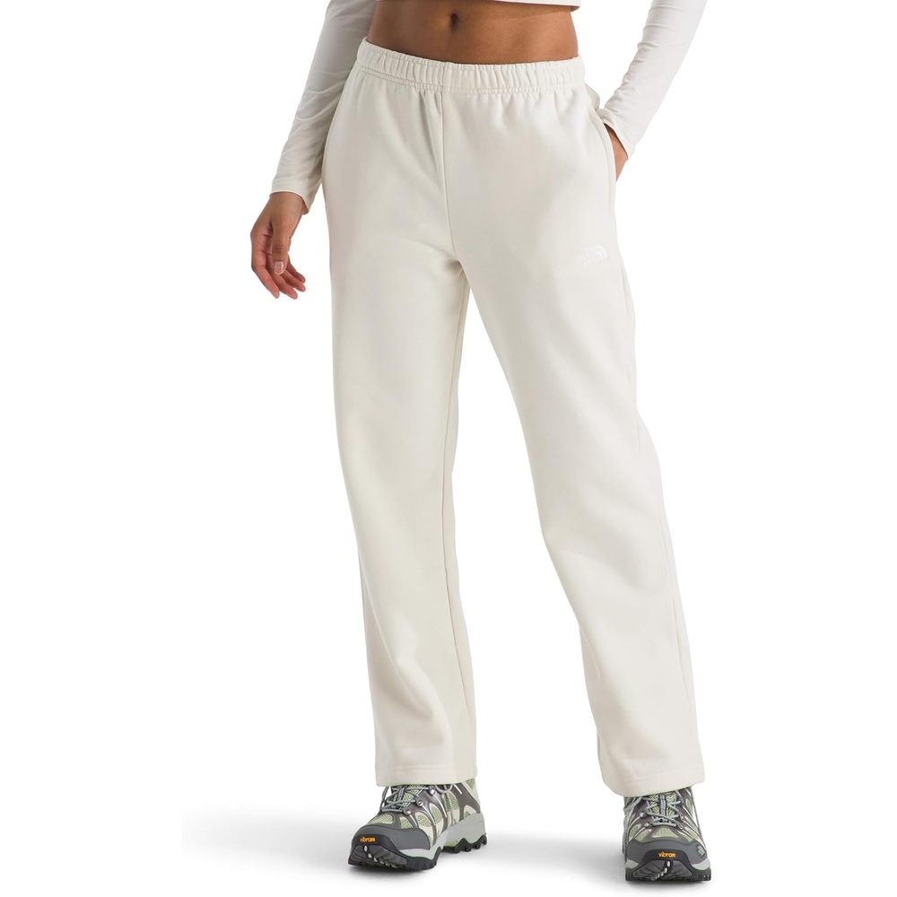 image:imageTHE NORTH FACE Womens Evolution Simple Dome Straight Leg Pant Elastic Waistband With Drawcord Pockets EmbroideredWhite Dune
