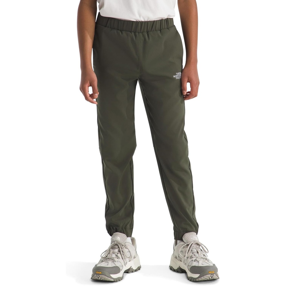 imageThe North Face Boys On The Trail Pant Moisture Wicking Water Repellent Elastic Waistband with Drawcord Zip Back PocketNew Taupe GreenSilver Reflective