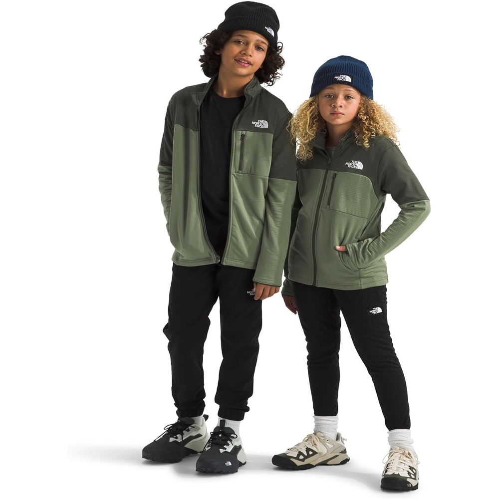 image:imageThe North Face Kids Hike Midlayer Full Zip Jacket Lightweight Outerwear for Boys amp Girls Securezip Chest PocketBark MistNew Taupe Green