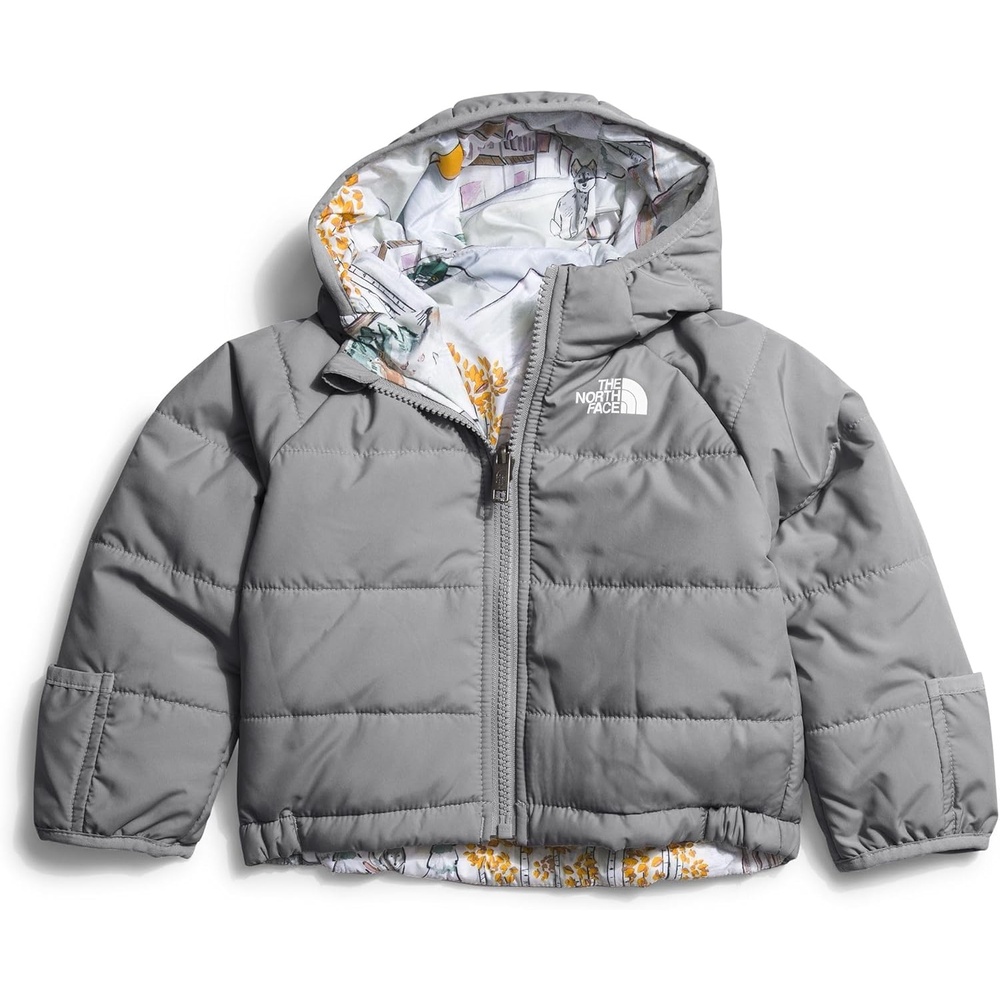 imageThe North Face Kids Reversible Perrito Insulated Hooded Jacket 2 in 1 Winter Coat for Boys amp Girls Water RepellentMeld Grey