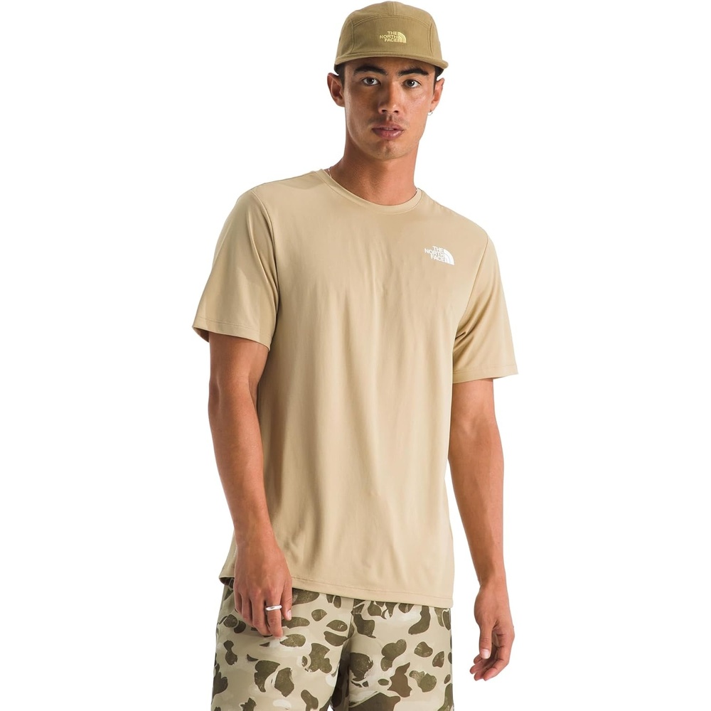 image:imageThe North Face Mens 247 ShortSleeve Tee Lightweight Athletic Shirt with Flashdry Technology amp Heat Transfer LogoKhaki Stone