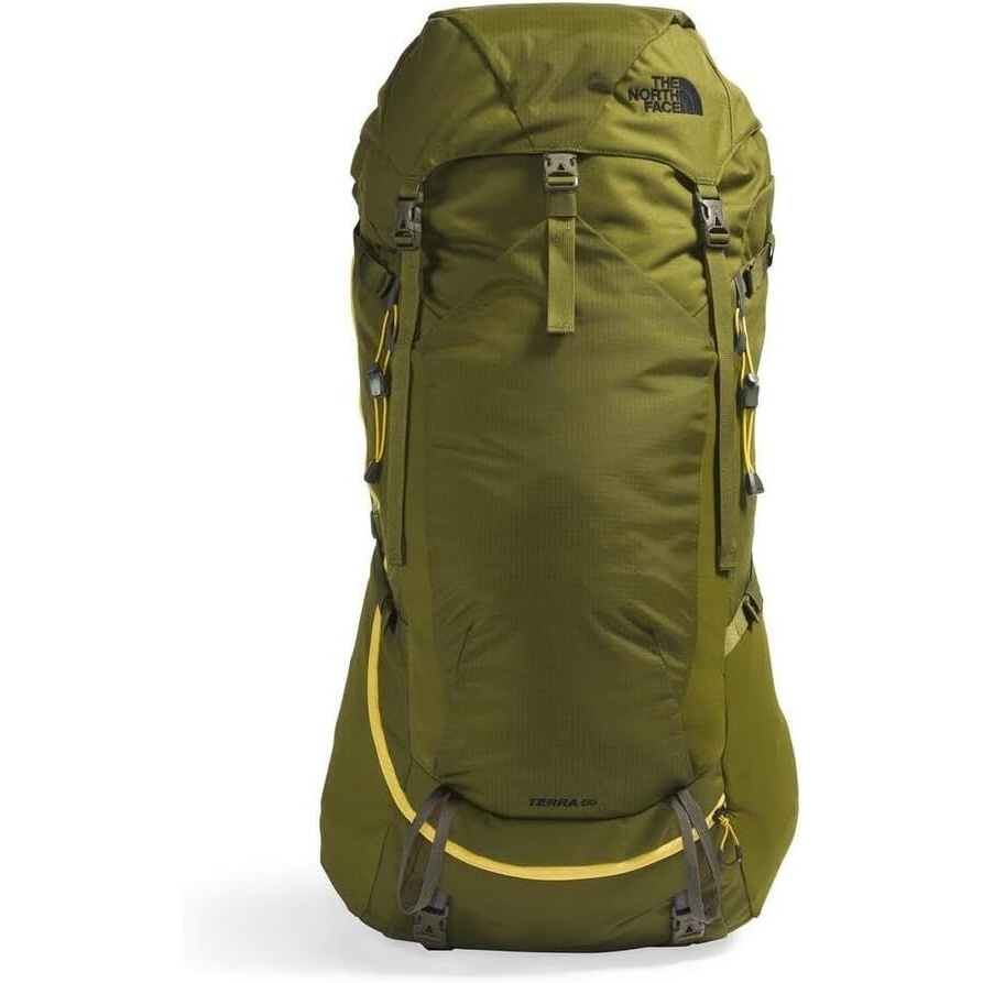 imageThe North Face Terra 65 Backpack Unisex Hiking Pack CinchTop Opening with Zipper Pole amp Ice Axe Attachments TNF BlackAsphalt GreyNPF LargeXLargeForest OliveNew Taupe Greennpf