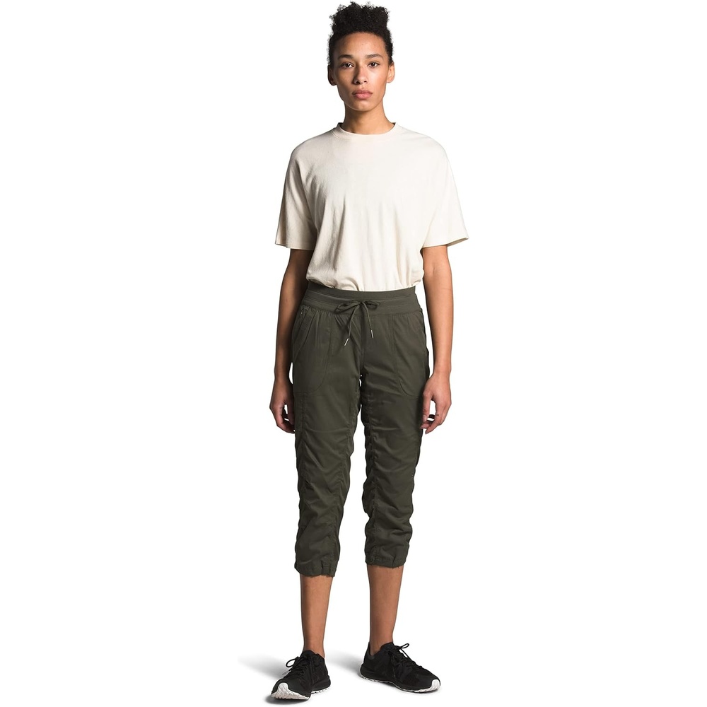 image:imageThe North Face Womens Aphrodite 20 Capri Moisture Wicking Water Repellent Finish UPF 40 ProtectionNew Taupe Green