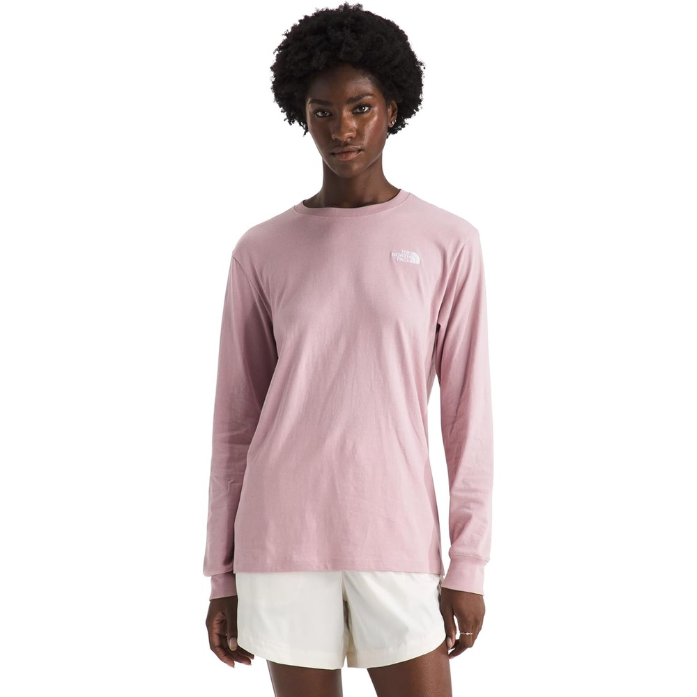 image:imageThe North Face Womens Evolution Simple Dome LongSleeve Tee Classic Logo Graphic Tee Soft Cotton FabricMetal Pink