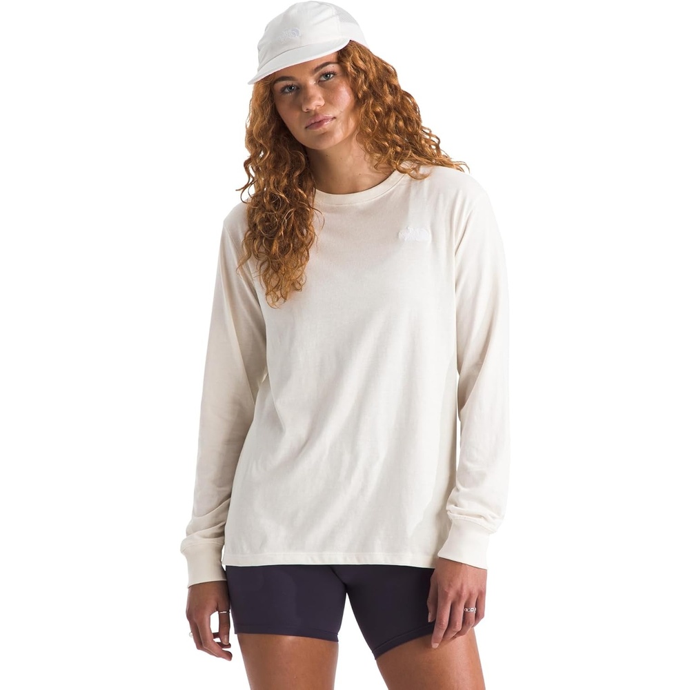 image:imageThe North Face Womens Evolution Simple Dome LongSleeve Tee Classic Logo Graphic Tee Soft Cotton FabricWhite Dune