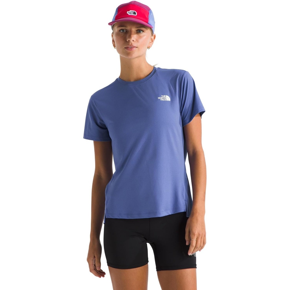image:imageThe North Face Womens Flex ShortSleeve Tee Moisture Wicking Forward Set Side Seams Split HemHibiscus