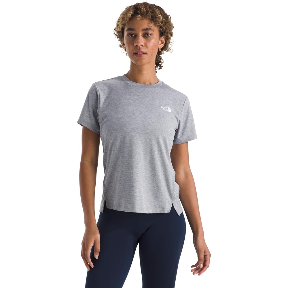image:imageThe North Face Womens Flex ShortSleeve Tee Moisture Wicking Forward Set Side Seams Split HemTnf Pale Grey Heather