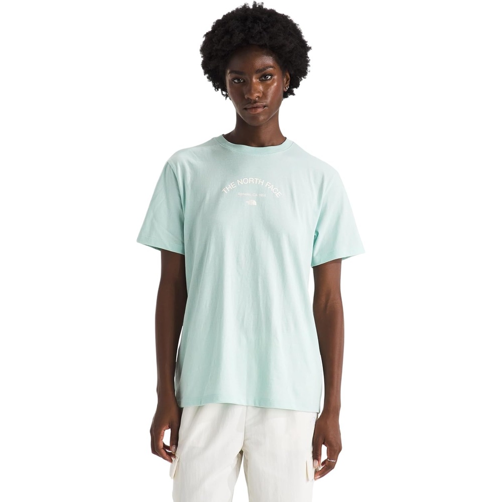 image:imageThe North Face Womens Home Relaxed Short Sleeve Tee Casual Graphic TShirt Regular Fit Soft Cotton FabricOpal Frost