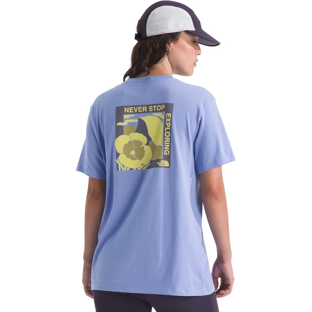 image:imageThe North Face Womens Wildflower Trails ShortSleeve Tee Casual Stylish Graphic TShirt Relaxed Fit Soft Cotton FabricPeriwinkle Glow