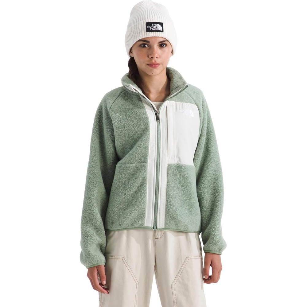 imageThe North Face girls Yumiori Full Zip Jacket Little KidBig KidSlate MossWhite Dune