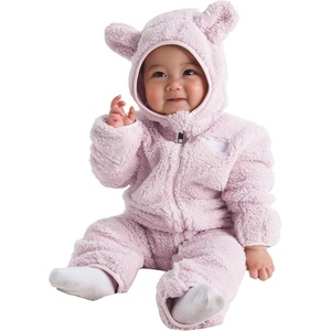 THE NORTH FACE Baby Campshire One-piece | Cozy Fleece Winter Onesie, With Mittens, Booties & Attached Bear Ear Hood(Pale Blossom)