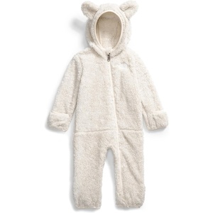 THE NORTH FACE Baby Campshire One-piece | Cozy Fleece Winter Onesie, With Mittens, Booties & Attached Bear Ear Hood(White Dune/Sparkle)