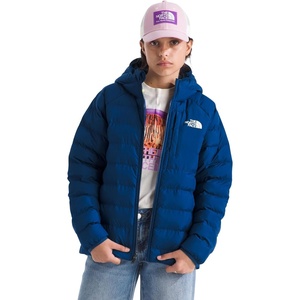 THE NORTH FACE Girls’ Reversible Perrito Hooded Jacket – Lightweight & Water Resistant Winter Coat, Synthetic Insulation(Estate Blue)