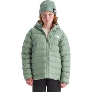 THE NORTH FACE Girls’ Reversible Perrito Hooded Jacket – Lightweight & Water Resistant Winter Coat, Synthetic Insulation(Slate Moss)