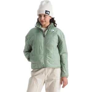 THE NORTH FACE Girls Reversible Shasta Full Zip Jacket | Puffer Coat With Synthetic Insulation, Fleece Lined, Water Repellent(Slate Moss)