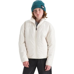THE NORTH FACE Girls Reversible Shasta Full Zip Jacket | Puffer Coat With Synthetic Insulation, Fleece Lined, Water Repellent(White Dune)