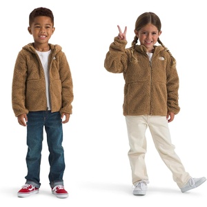 THE NORTH FACE Kids’ Campshire Full Zip Hoodie | Cozy Fleece Winter Jacket, Open Hand Pockets & Attached Hood With Bear Ears(Utility Brown)