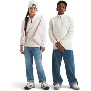 THE NORTH FACE Kids’ Glacier 1/4 Zip Pullover | Recycled Fleece Jacket for Boys & Girls, Stylish Stand Collar(White Dune)