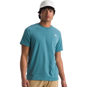 THE NORTH FACE Men’s Adventure Tee | Lightweight & Stretchy Shirt With Set-in Sleeves & Heat Transfer Logo(Algae Blue)