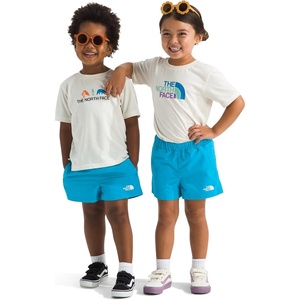 The North Face Kids’ Class V Short – Moisture Wicking, Color-Changing Design, Elastic Waistband, Mesh-Lined Pockets(Meridian Blue Logo Weather Topo Phantom Print)