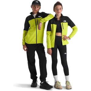 The North Face Kids’ Hike Midlayer Full Zip Jacket | Lightweight Outerwear for Boys & Girls’, Secure-zip Chest Pocket(Tnf Black/Fizz Lime)