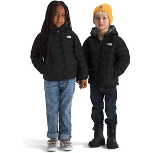 The North Face Kids Reversible Perrito Insulated Hooded Jacket | 2 in 1 Winter Coat for Boys & Girls, Water Repellent(Tnf Black/Smoked Pearl)
