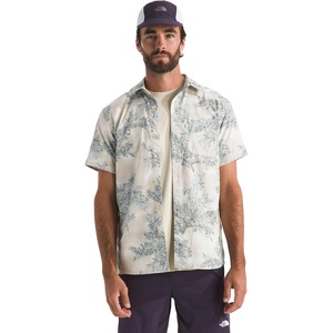 The North Face Mens Short Sleeve Baytrail Pattern Button-Down Shirt – Soft Cotton T-Shirt, Chest Pocket(Desert Stone Big Sagebrush Print)