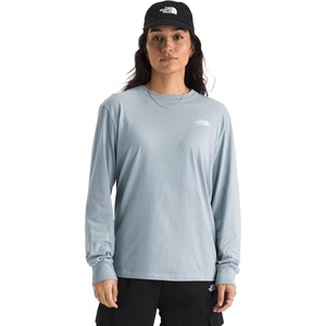 The North Face Women’s Evolution Simple Dome Long-Sleeve Tee – Classic Logo Graphic Tee, Soft Cotton Fabric(Frost Grey)