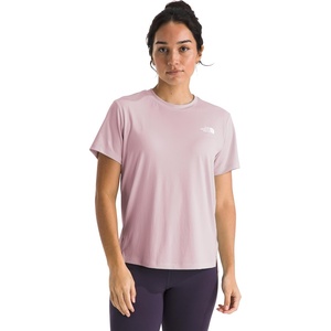 The North Face Women’s Flex Short-Sleeve Tee – Moisture Wicking, Forward Set Side Seams, Split Hem(Metal Pink)