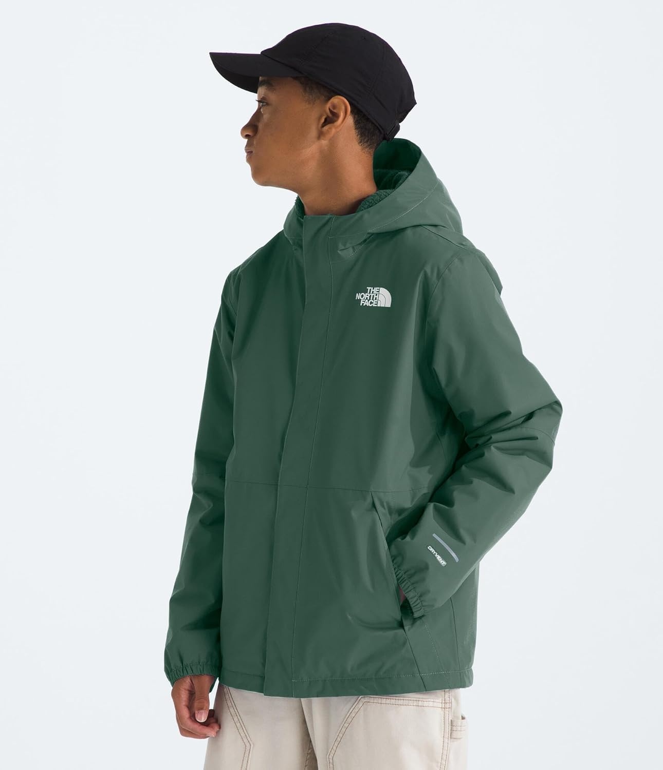 image:imageTHE NORTH FACE Boys Warm Antora Rain Jacket Waterproof Breathable Heatseeker Insulation 3piece Hood Zip PocketsDuck Green