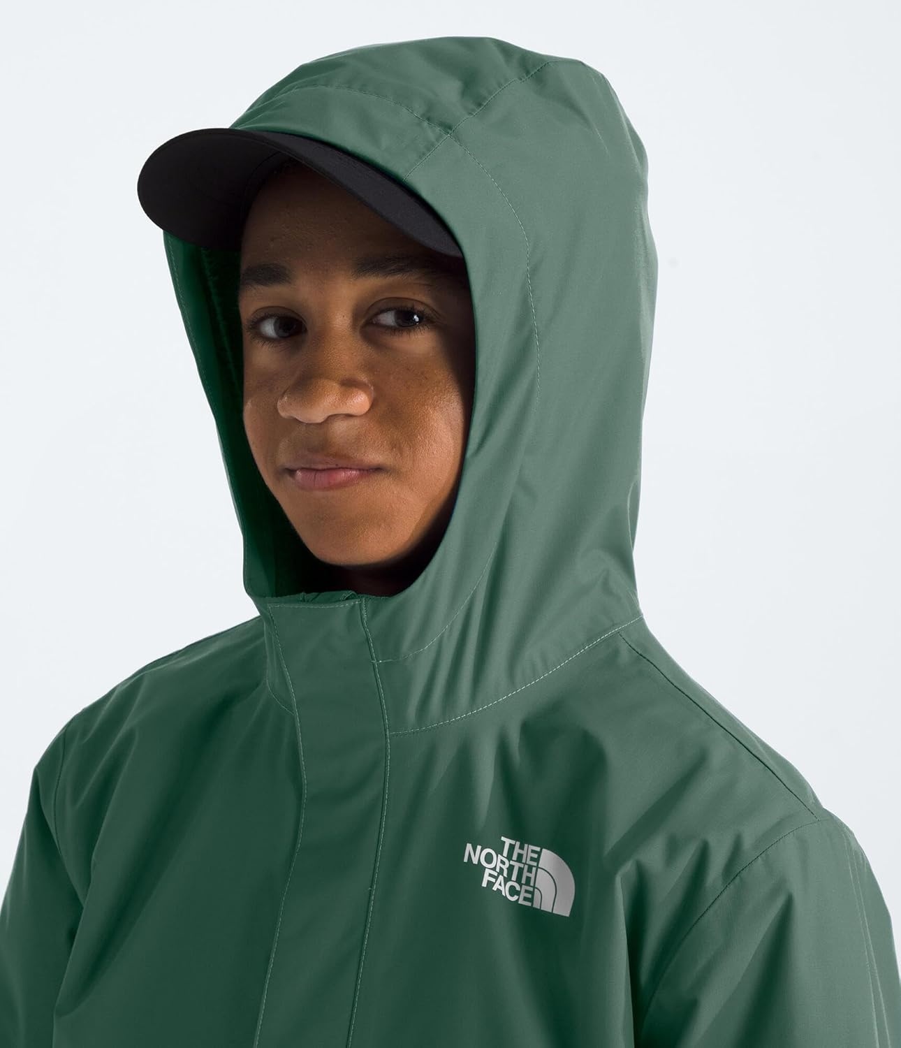 image:imageTHE NORTH FACE Boys Warm Antora Rain Jacket Waterproof Breathable Heatseeker Insulation 3piece Hood Zip PocketsDuck Green