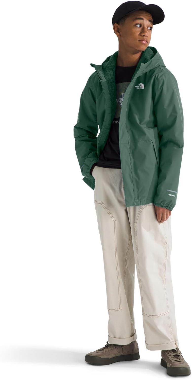 image:imageTHE NORTH FACE Boys Warm Antora Rain Jacket Waterproof Breathable Heatseeker Insulation 3piece Hood Zip PocketsDuck Green
