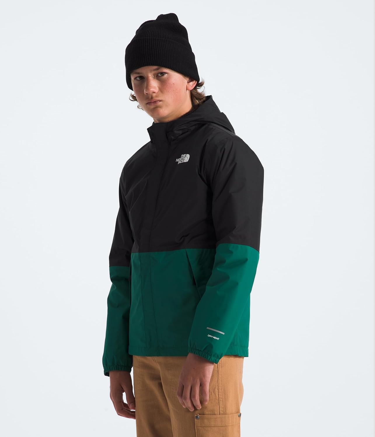 image:imageTHE NORTH FACE Boys Warm Antora Rain Jacket Waterproof Breathable Heatseeker Insulation 3piece Hood Zip PocketsEvergreen