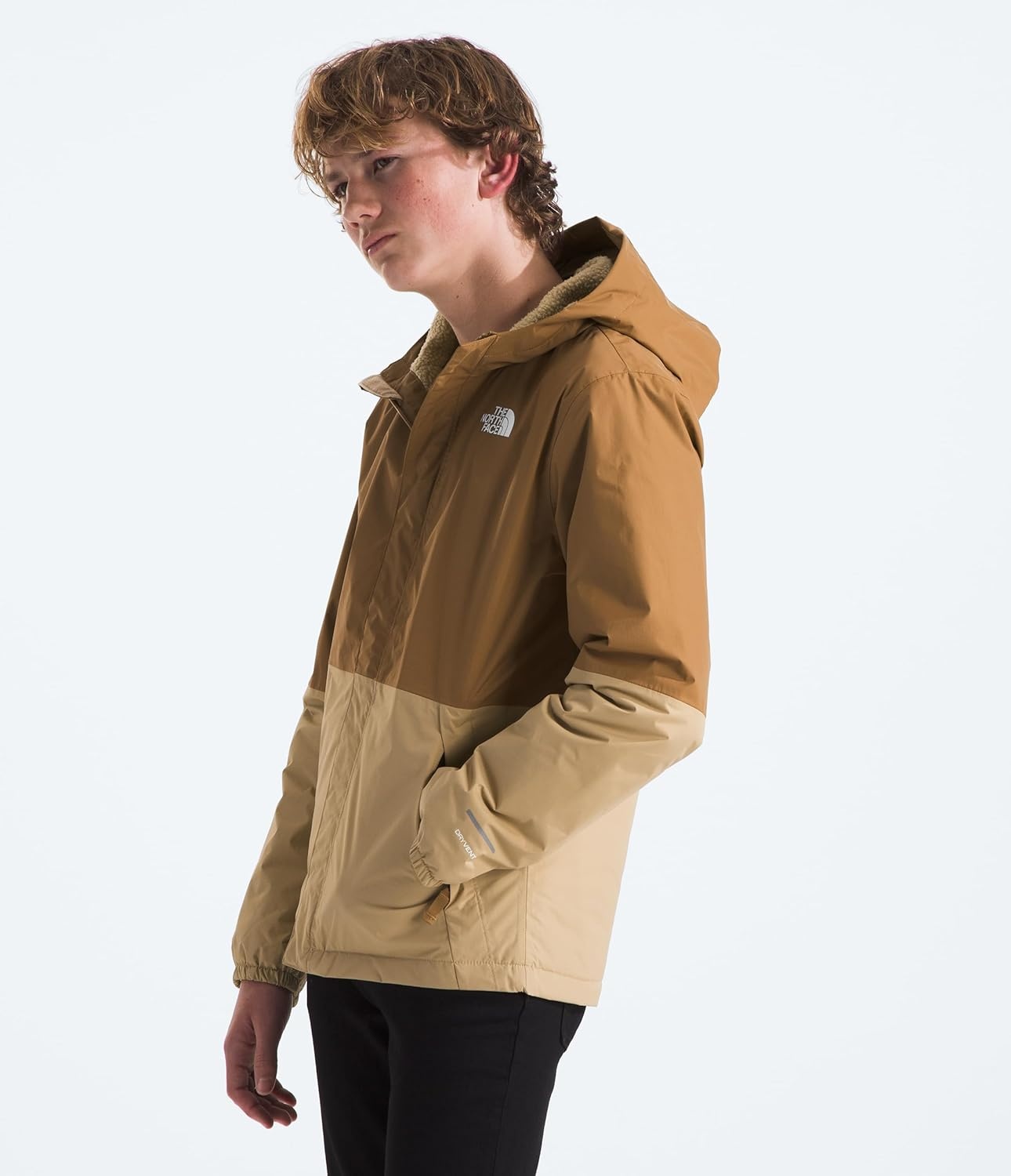 image:imageTHE NORTH FACE Boys Warm Antora Rain Jacket Waterproof Breathable Heatseeker Insulation 3piece Hood Zip PocketsKhaki Stone