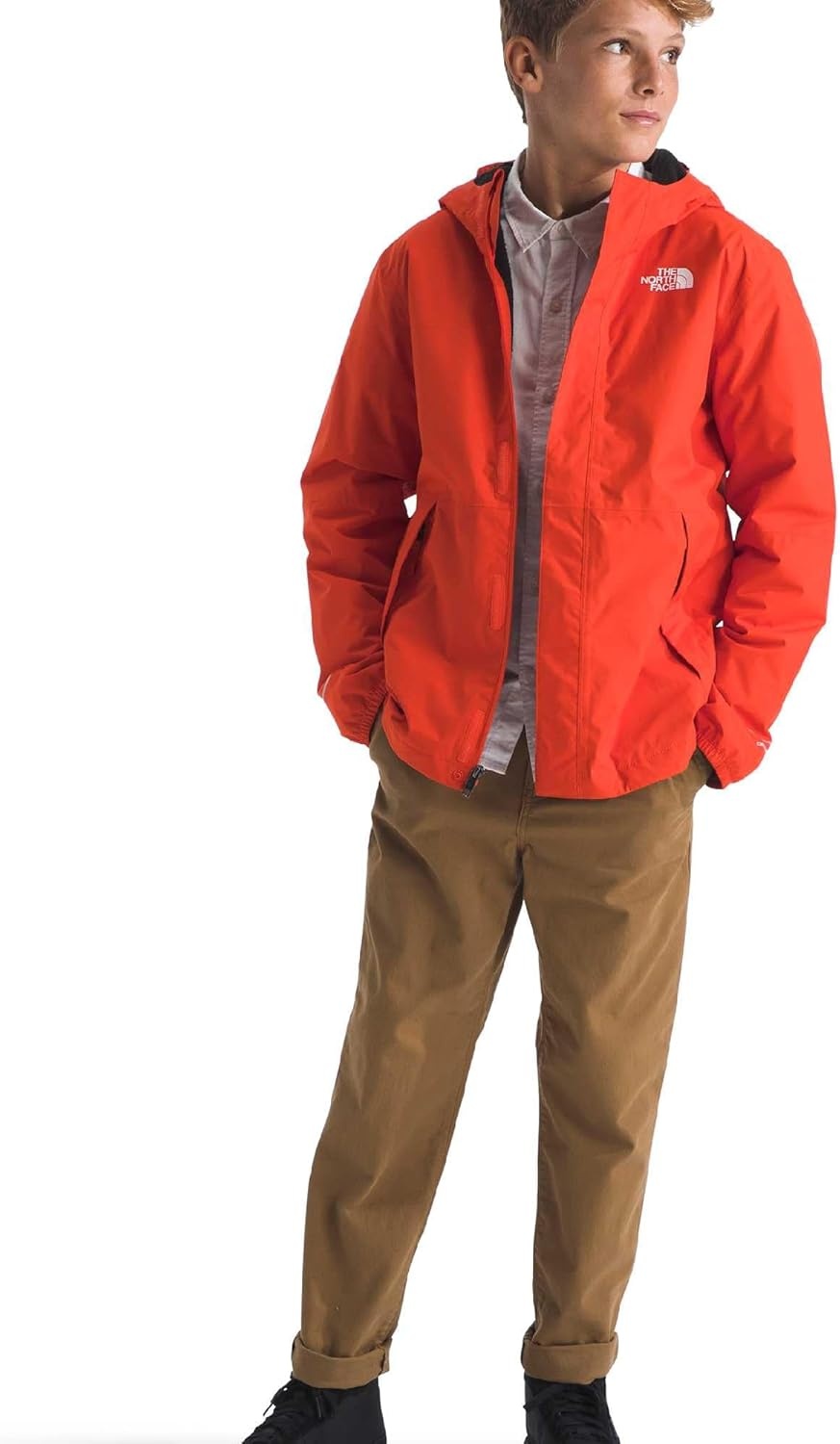 image:imageTHE NORTH FACE Boys Warm Antora Rain Jacket Waterproof Breathable Heatseeker Insulation 3piece Hood Zip PocketsLava Red