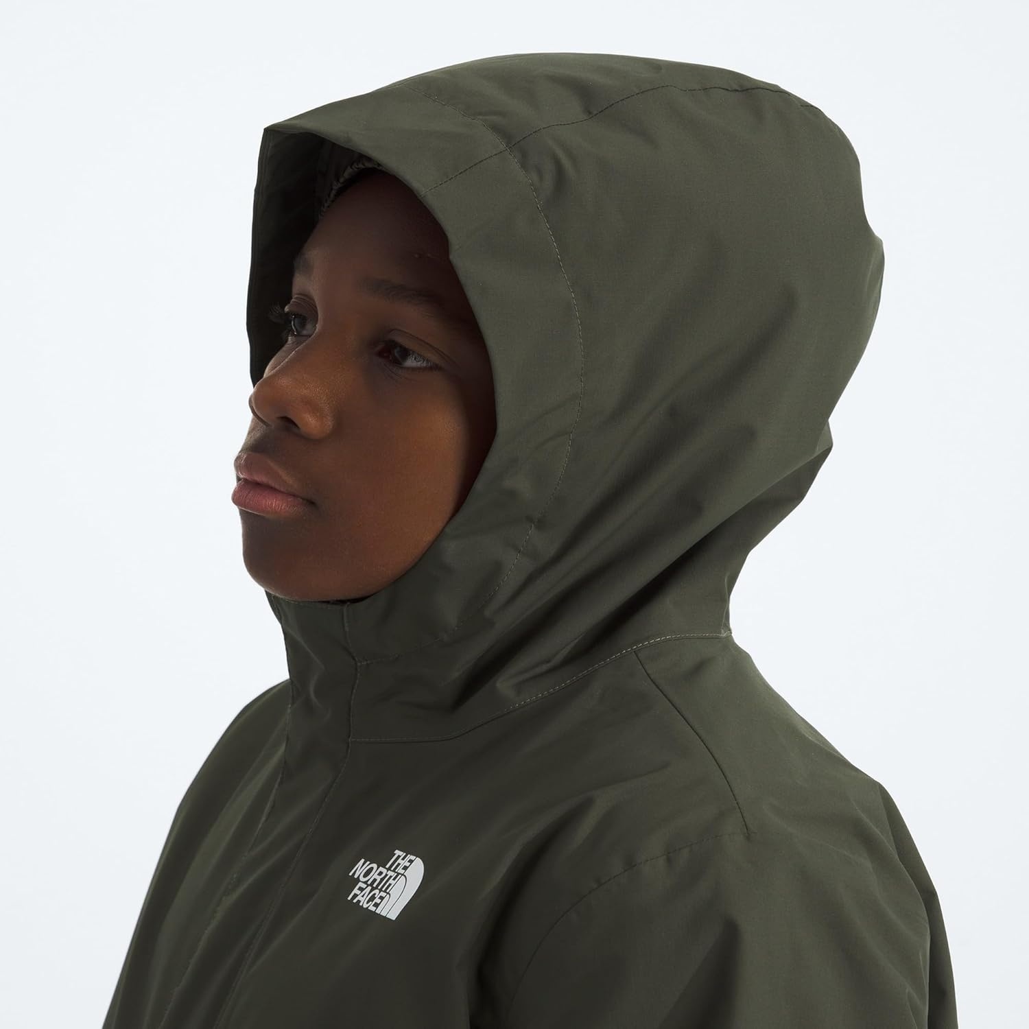image:imageTHE NORTH FACE Boys Warm Antora Rain Jacket Waterproof Breathable Heatseeker Insulation 3piece Hood Zip PocketsNew Taupe GreenBark Mist